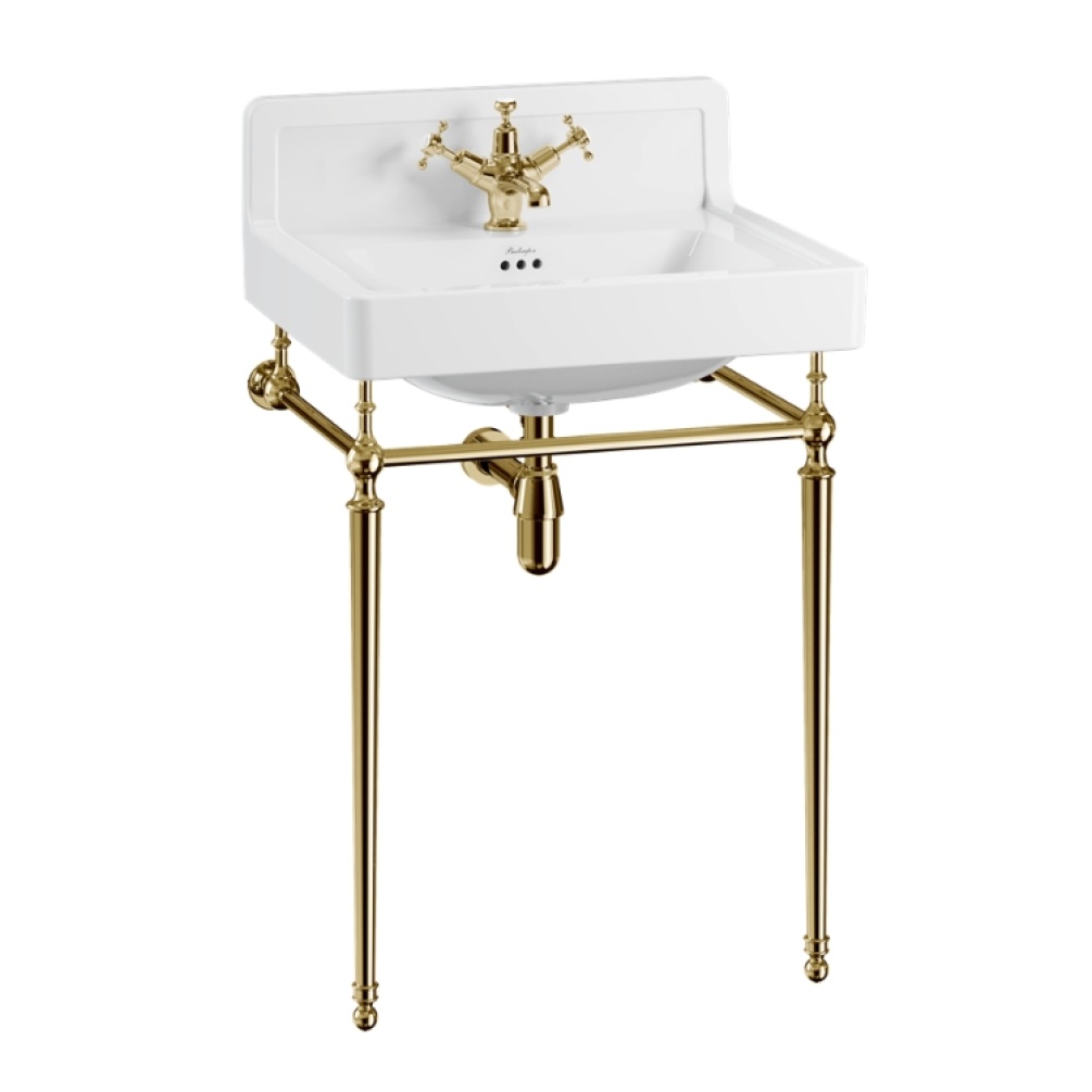 Product Cut out image of the Burlington Contemporary Upstand 610mm Basin & Gold Washstand